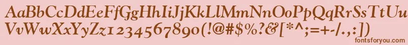 GoudyBoldItalicOldStyleFigures-Schriftart – Braune Schriften auf rosa Hintergrund