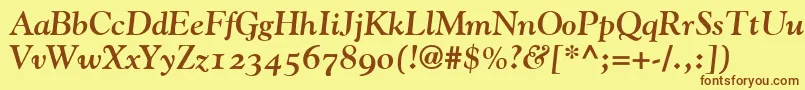 GoudyBoldItalicOldStyleFigures Font – Brown Fonts on Yellow Background
