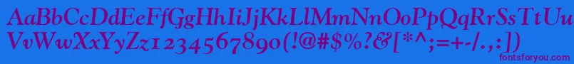 GoudyBoldItalicOldStyleFigures Font – Purple Fonts on Blue Background