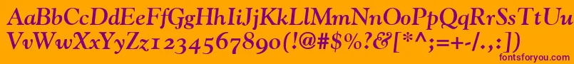 GoudyBoldItalicOldStyleFigures Font – Purple Fonts on Orange Background