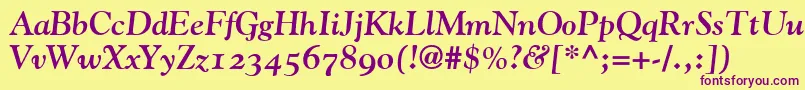 GoudyBoldItalicOldStyleFigures Font – Purple Fonts on Yellow Background