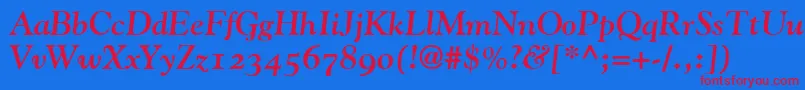 GoudyBoldItalicOldStyleFigures Font – Red Fonts on Blue Background