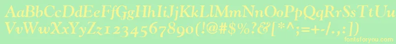 GoudyBoldItalicOldStyleFigures-Schriftart – Gelbe Schriften auf grünem Hintergrund