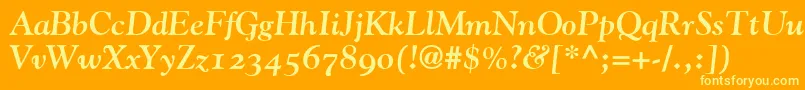 GoudyBoldItalicOldStyleFigures Font – Yellow Fonts on Orange Background