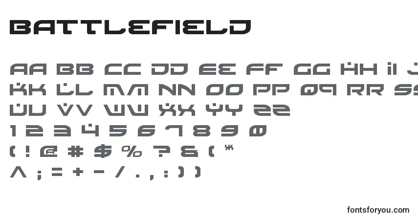 Schriftart Battlefield – Alphabet, Zahlen, spezielle Symbole