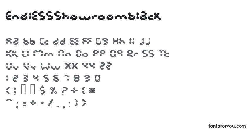 A fonte EndlessshowroomBlack – alfabeto, números, caracteres especiais