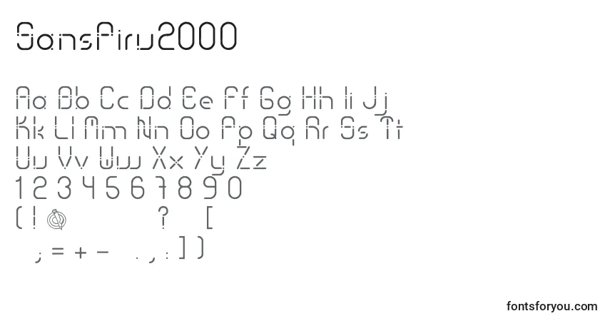 Czcionka SansPiru2000 – alfabet, cyfry, specjalne znaki
