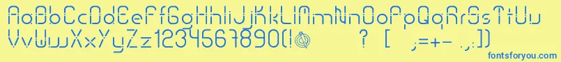 SansPiru2000-Schriftart – Blaue Schriften auf gelbem Hintergrund