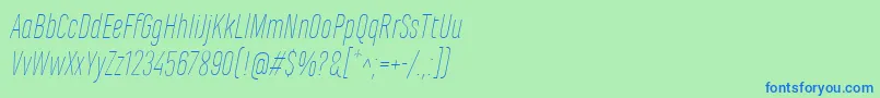 Шрифт MarianinaCnFyThinItalic – синие шрифты на зелёном фоне