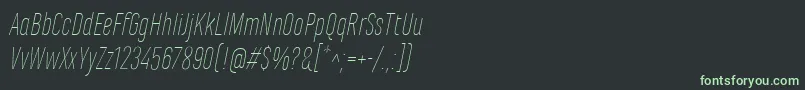 Fonte MarianinaCnFyThinItalic – fontes verdes em um fundo preto
