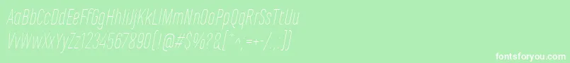 MarianinaCnFyThinItalic Font – White Fonts on Green Background