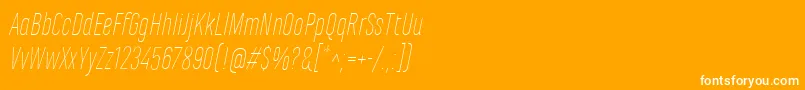 MarianinaCnFyThinItalic-Schriftart – Weiße Schriften auf orangefarbenem Hintergrund