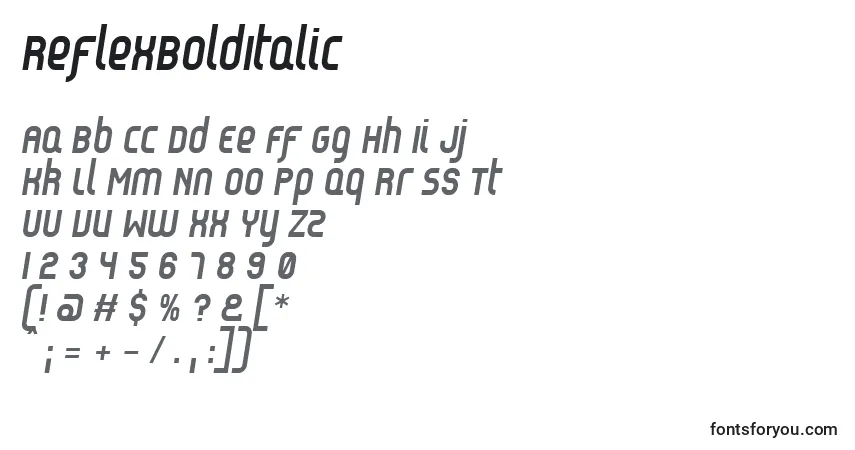 Шрифт ReflexBoldItalic – алфавит, цифры, специальные символы