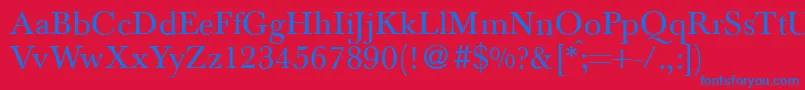 フォントBaskervilletwoRegular – 赤い背景に青い文字