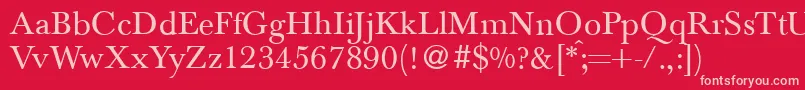 BaskervilletwoRegular Font – Pink Fonts on Red Background