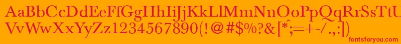 BaskervilletwoRegular-Schriftart – Rote Schriften auf orangefarbenem Hintergrund