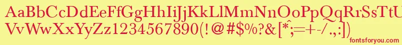 BaskervilletwoRegular Font – Red Fonts on Yellow Background