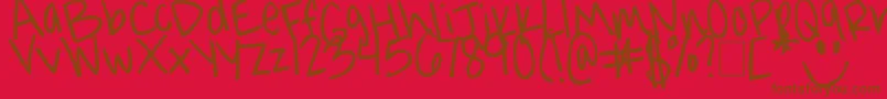 Jorgieporgiepuddinpie Font – Brown Fonts on Red Background