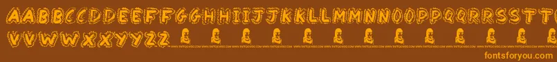 YakShamash Font – Orange Fonts on Brown Background