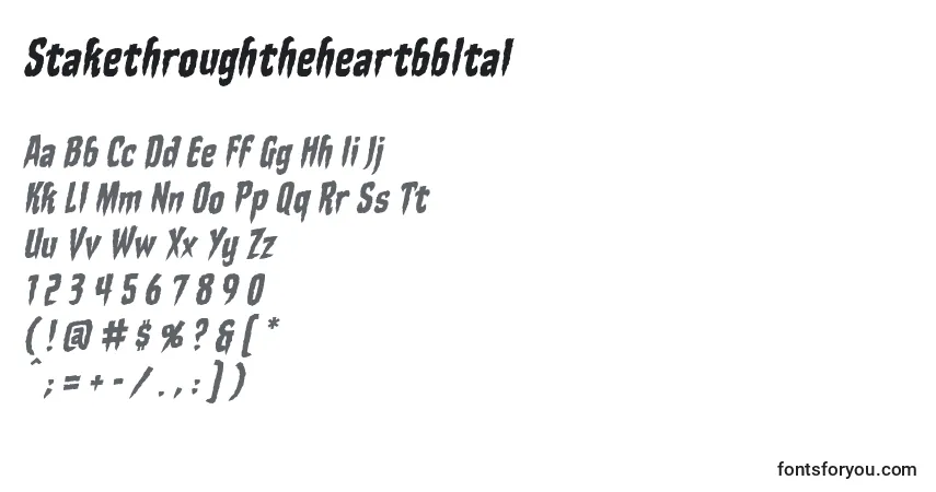 A fonte StakethroughtheheartbbItal – alfabeto, números, caracteres especiais