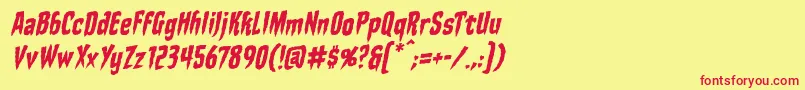 フォントStakethroughtheheartbbItal – 赤い文字の黄色い背景