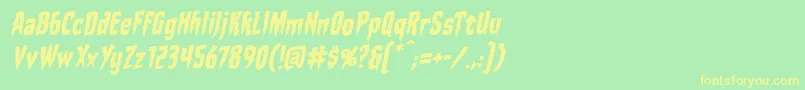 StakethroughtheheartbbItal Font – Yellow Fonts on Green Background