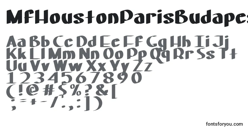 Шрифт MfHoustonParisBudapest – алфавит, цифры, специальные символы