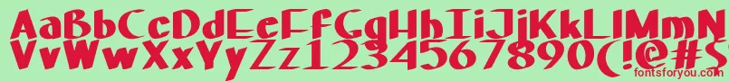 Czcionka MfHoustonParisBudapest – czerwone czcionki na zielonym tle
