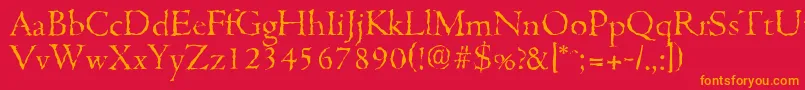 フォントCambridgerandomLightRegular – 赤い背景にオレンジの文字