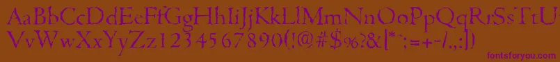 CambridgerandomLightRegular Font – Purple Fonts on Brown Background