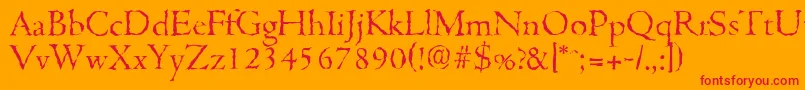 CambridgerandomLightRegular Font – Red Fonts on Orange Background