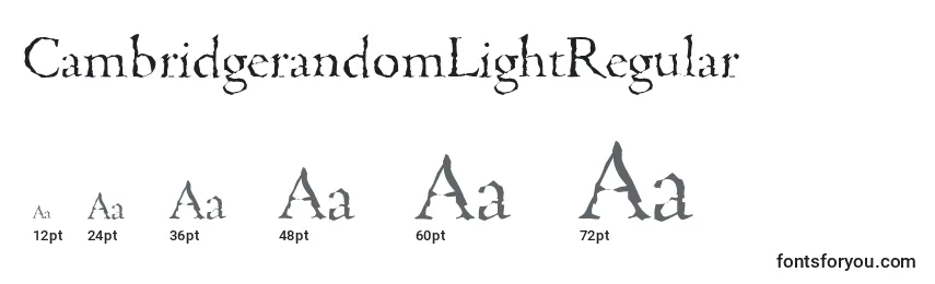 Размеры шрифта CambridgerandomLightRegular