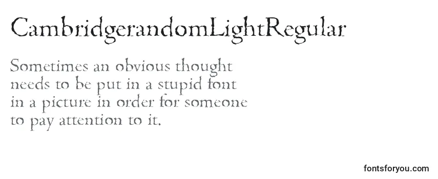 Review of the CambridgerandomLightRegular Font