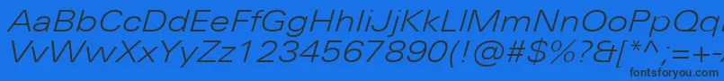 Шрифт UniversNextProLightExtendedItalic – чёрные шрифты на синем фоне