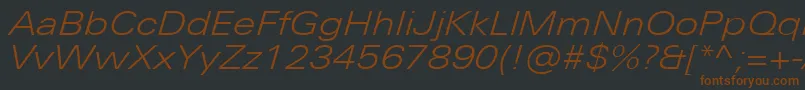 UniversNextProLightExtendedItalic-Schriftart – Braune Schriften auf schwarzem Hintergrund