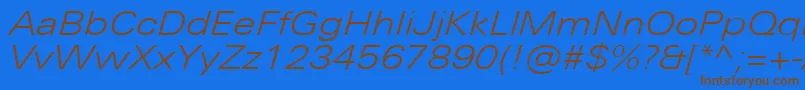 UniversNextProLightExtendedItalic Font – Brown Fonts on Blue Background