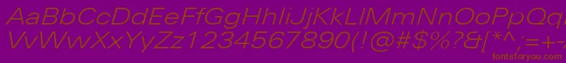 UniversNextProLightExtendedItalic Font – Brown Fonts on Purple Background