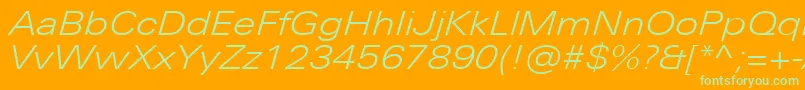 UniversNextProLightExtendedItalic Font – Green Fonts on Orange Background