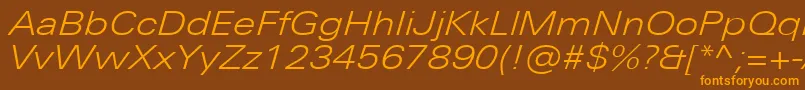 UniversNextProLightExtendedItalic Font – Orange Fonts on Brown Background