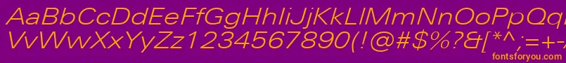 UniversNextProLightExtendedItalic Font – Orange Fonts on Purple Background