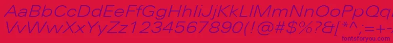 UniversNextProLightExtendedItalic Font – Purple Fonts on Red Background