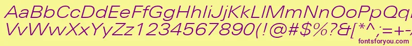 UniversNextProLightExtendedItalic Font – Purple Fonts on Yellow Background