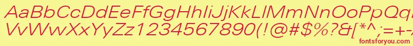 UniversNextProLightExtendedItalic Font – Red Fonts on Yellow Background