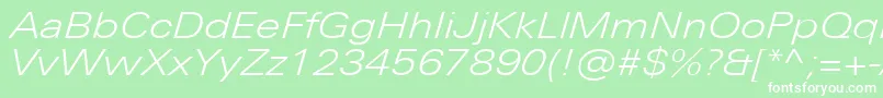 UniversNextProLightExtendedItalic Font – White Fonts on Green Background