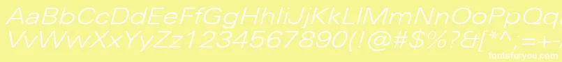 UniversNextProLightExtendedItalic Font – White Fonts on Yellow Background