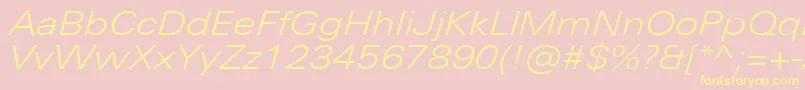 UniversNextProLightExtendedItalic Font – Yellow Fonts on Pink Background