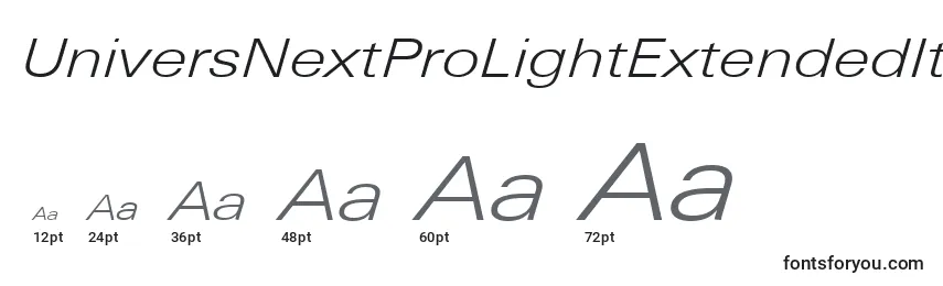 UniversNextProLightExtendedItalic Font Sizes