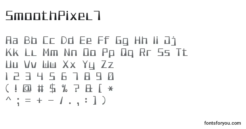 Czcionka SmoothPixel7 – alfabet, cyfry, specjalne znaki