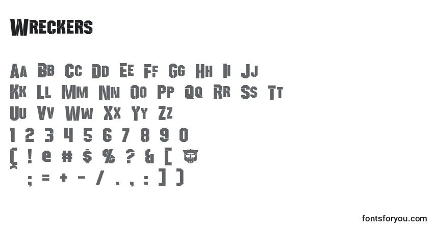 Шрифт Wreckers – алфавит, цифры, специальные символы