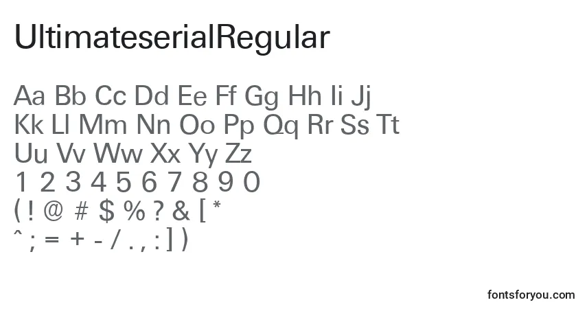 A fonte UltimateserialRegular – alfabeto, números, caracteres especiais